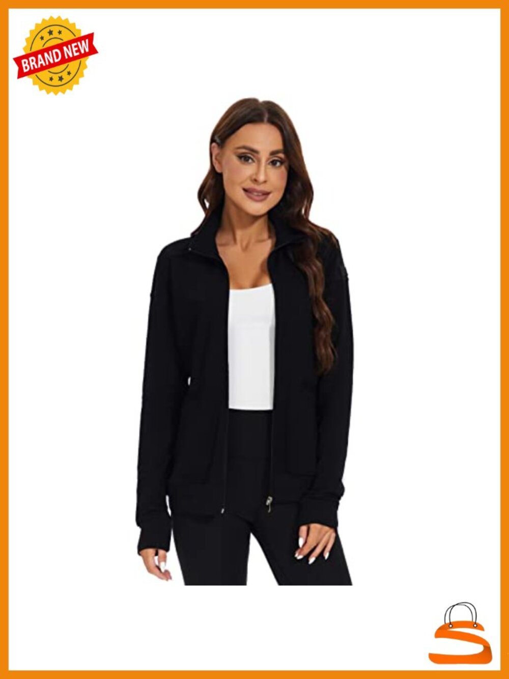 Women's Scrubs Jacket Zip Front Warm-Up Fitted Stretch Medical Nurse